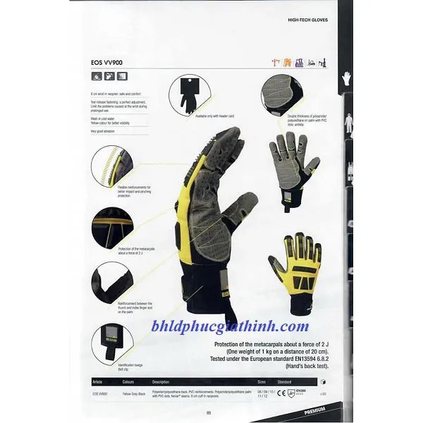 GĂNG TAY CHỐNG RUNG CHỐNG VA ĐẬP DELTA PLUS EOS VV900