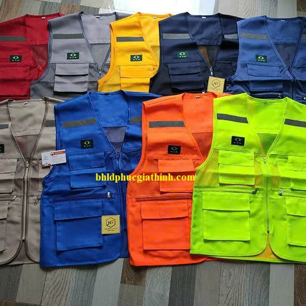 Áo bảo hộ ghi lê phản quang vải Ford cao cấp 6 túi