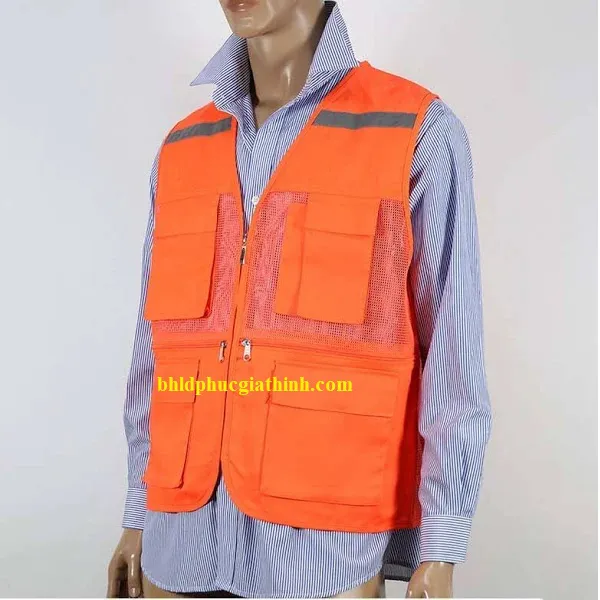 Áo bảo hộ ghi lê phản quang vải Ford cao cấp 6 túi