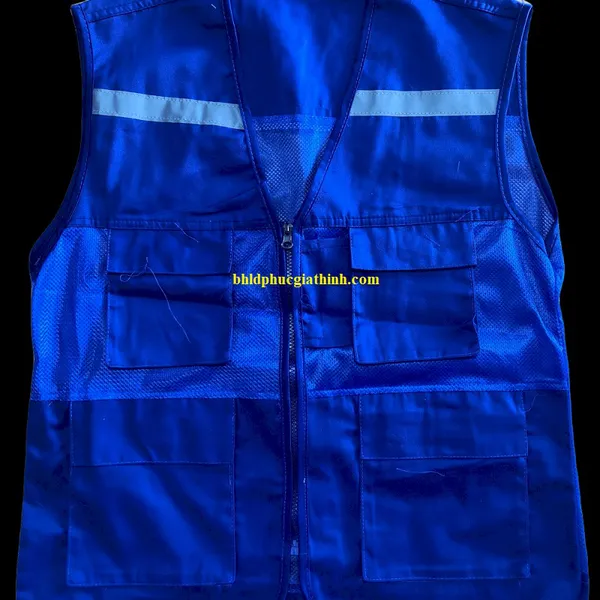 Áo bảo hộ ghi lê phản quang 4 túi hộp 1 dây kéo