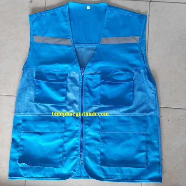 Áo bảo hộ ghi lê phản quang 4 túi hộp 1 dây kéo