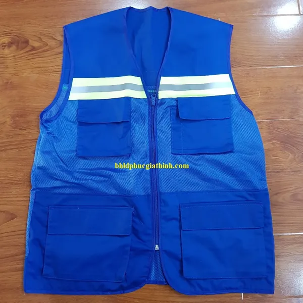 Áo bảo hộ ghi lê phản quang 4 túi hộp 1 dây kéo