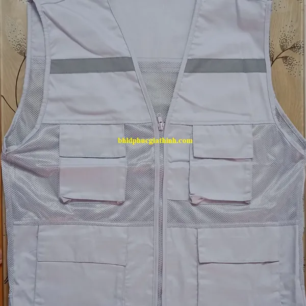 Áo bảo hộ ghi lê phản quang 4 túi hộp 1 dây kéo