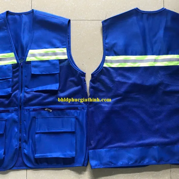 Áo bảo hộ Ghi lê phản quang 6 túi 3 dây kéo
