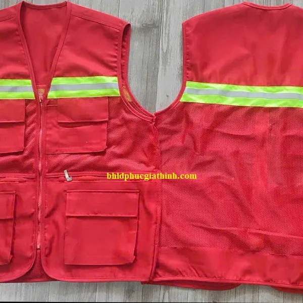 Áo bảo hộ Ghi lê phản quang 6 túi 3 dây kéo