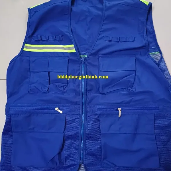 Áo bảo hộ Ghi lê phản quang 6 túi 3 dây kéo