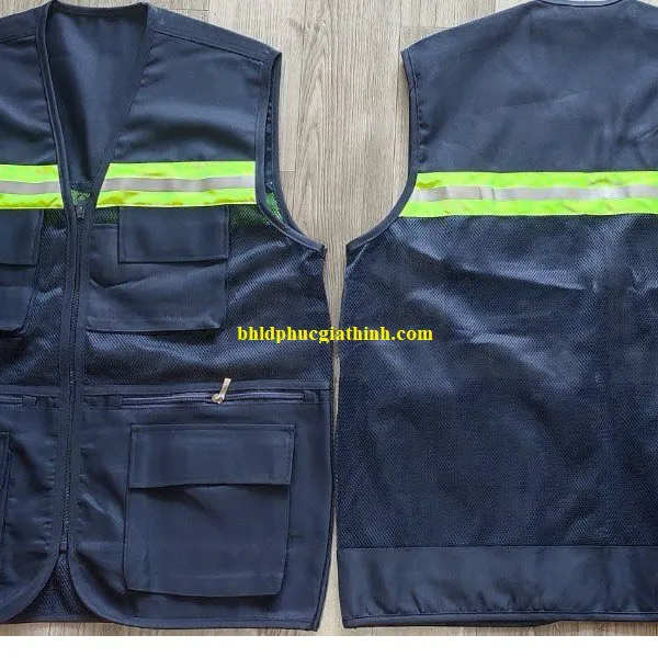 Áo bảo hộ Ghi lê phản quang 6 túi 3 dây kéo