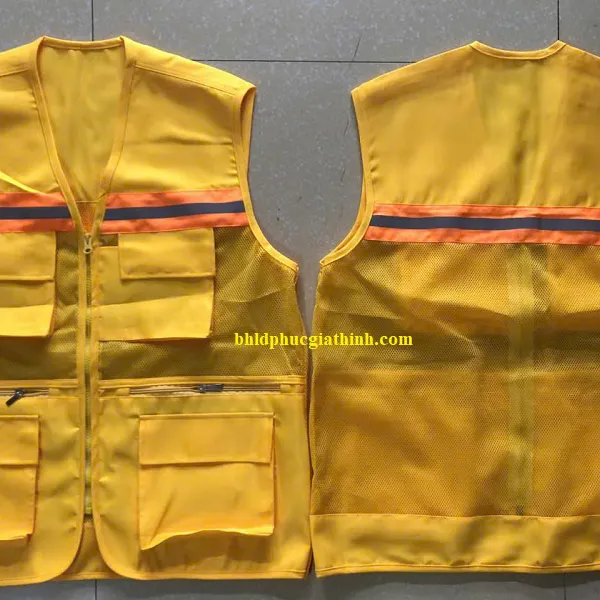 Áo bảo hộ Ghi lê phản quang 6 túi 3 dây kéo