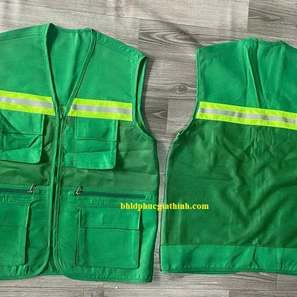 Áo bảo hộ Ghi lê phản quang 6 túi 3 dây kéo