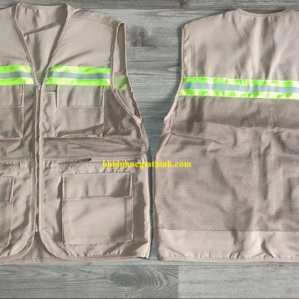 Áo bảo hộ Ghi lê phản quang 6 túi 3 dây kéo