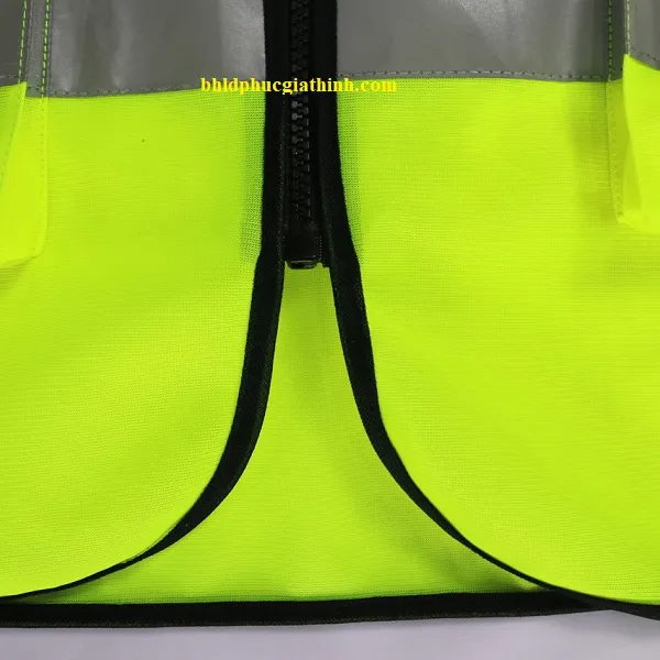 Áo lưới vải Palize 4 túi hộp màu xanh chuối phản quang Poly sáng cao 5cm