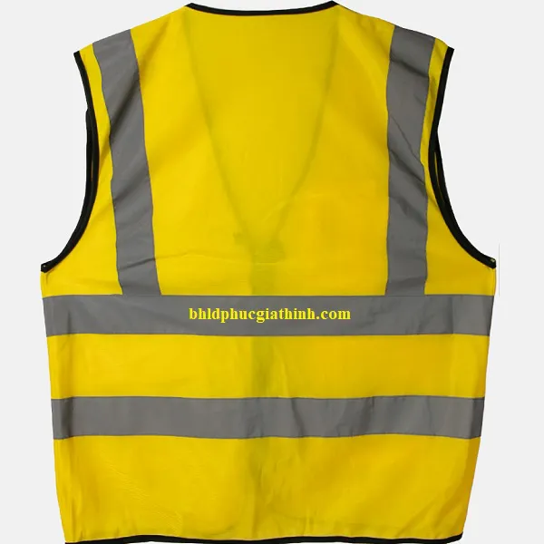 Áo lưới vải Palize 4 túi hộp màu vàng phản quang Poly sáng cao 5cm