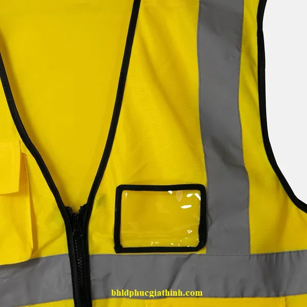 Áo lưới vải Palize 4 túi hộp màu vàng phản quang Poly sáng cao 5cm