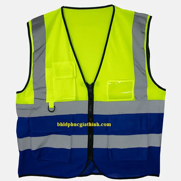 Áo lưới phản quang vải Palize 4 túi hộp màu xanh dạ