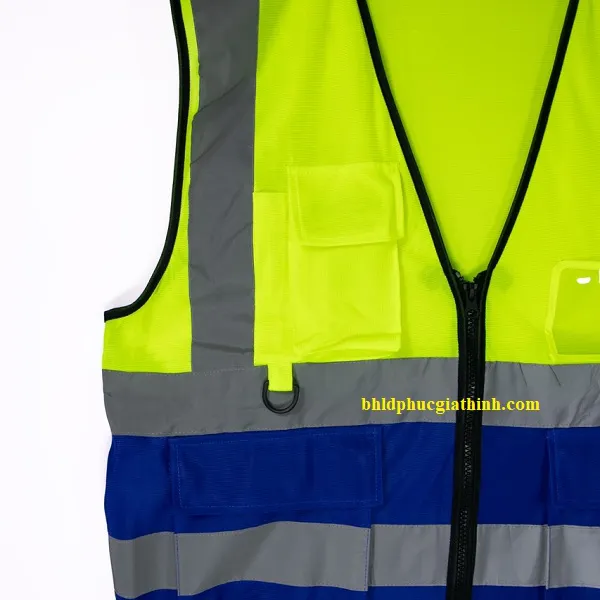 Áo lưới phản quang vải Palize 4 túi hộp màu xanh dạ