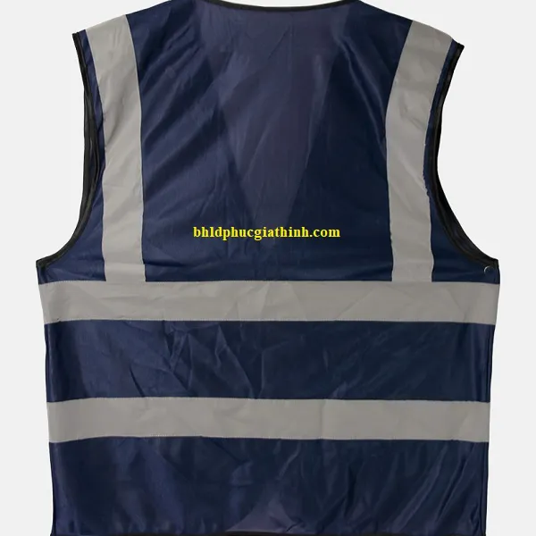 Áo lưới vải Palize 4 túi hộp màu xanh đen phản quang Poly sáng cao 5cm