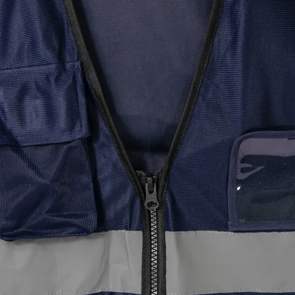 Áo lưới vải Palize 4 túi hộp màu xanh đen phản quang Poly sáng cao 5cm