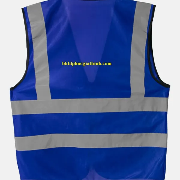 Áo lưới vải Palize 4 túi hộp màu xanh dương phản quang Poly sáng cao 5cm
