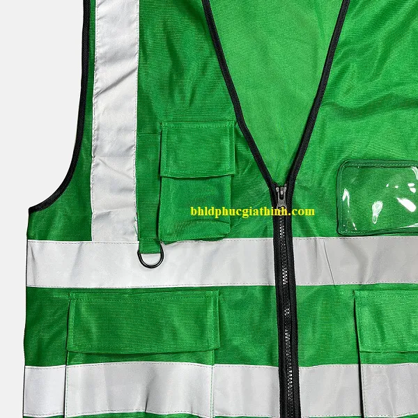 Áo lưới phản quang vải Palize 4 túi hộp màu xanh lá