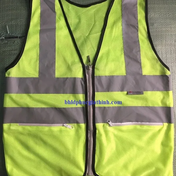Áo lưới phản quang 3 dây kéo có túi