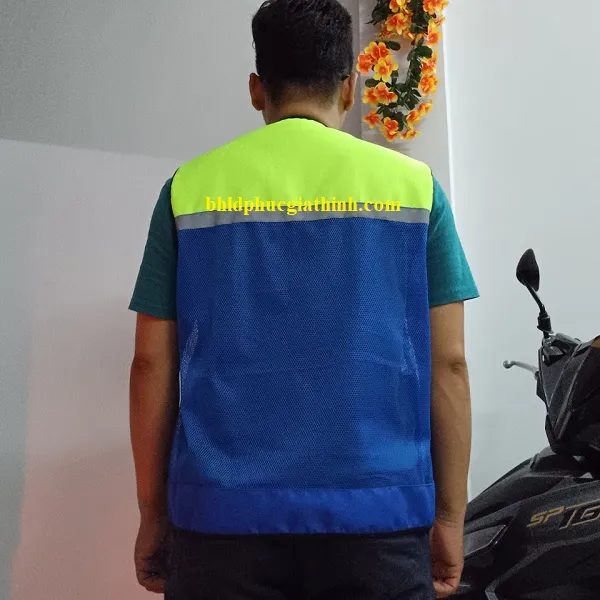 Áo bảo hộ Ghi lê phản quang 4 túi hộp vải Ford phối màu