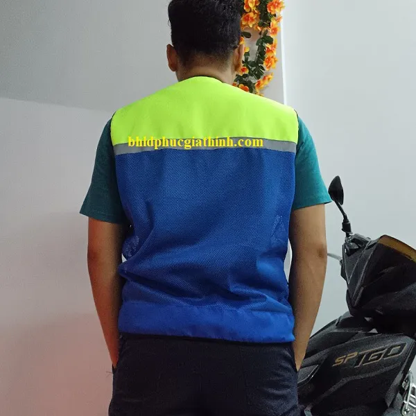 Áo bảo hộ Ghi lê phản quang 4 túi hộp vải Ford phối màu