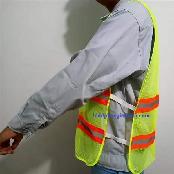 Áo lưới 4 sọc phản quang thun 2 bên