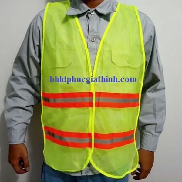 Áo lưới 4 sọc phản quang thun 2 bên