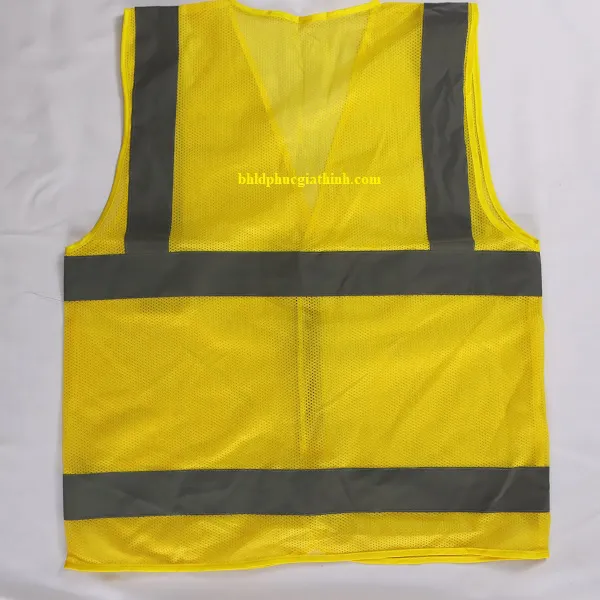 Áo lưới polyester phản quang màu vàng kiểu 3M thoáng mát