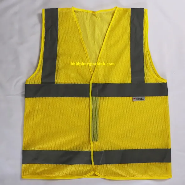 Áo lưới polyester phản quang màu vàng kiểu 3M thoáng mát