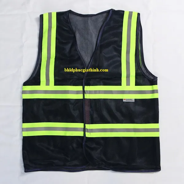 Áo lưới polyester phản quang màu xanh đen kiểu 3M thoáng mát