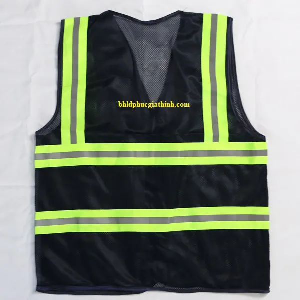Áo lưới polyester phản quang màu xanh đen kiểu 3M thoáng mát