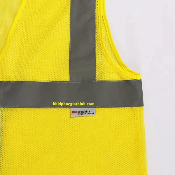 Áo lưới polyester phản quang màu vàng kiểu 3M thoáng mát