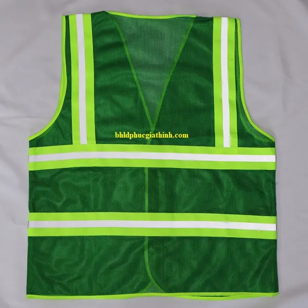 Áo lưới polyester phản quang xanh lá kiểu 3M thoáng mát