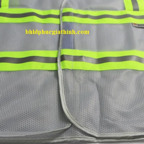 Áo lưới polyester phản quang màu xám trắng kiểu 3M thoáng mát