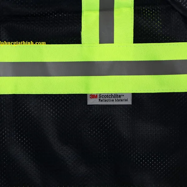 Áo lưới polyester phản quang màu xanh đen kiểu 3M thoáng mát