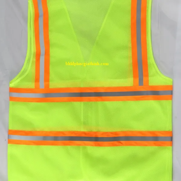 Áo lưới polyester phản quang xanh chuối kiểu 3M thoáng mát