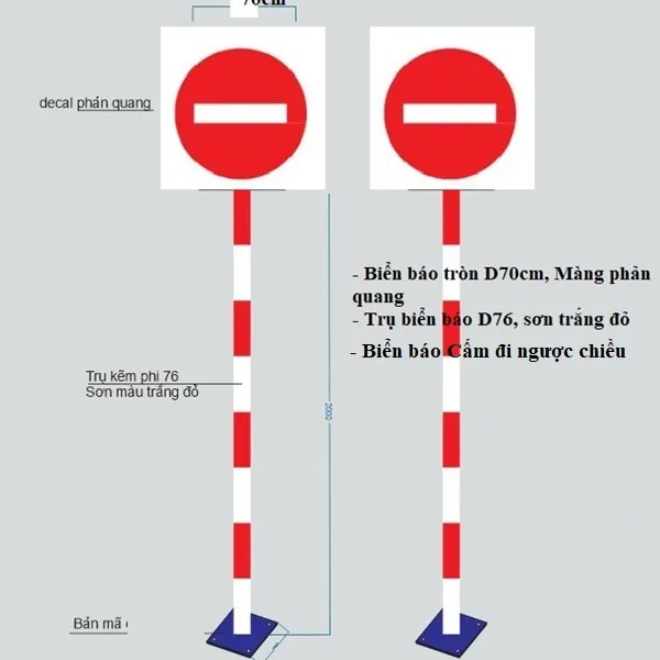 Biển báo giao thông phản quang P.102 Cấm Đi Ngược Chiều