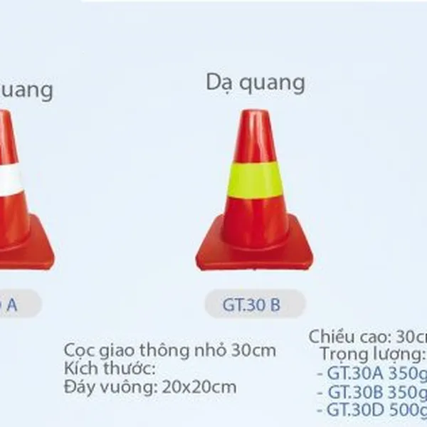 Cọc tiêu giao thông cao 30cm GT.30B có dạ quang màu vàng