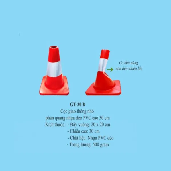 Cọc tiêu giao thông nhựa HDPE dẻo cao 30cm GT.30D có phản quang