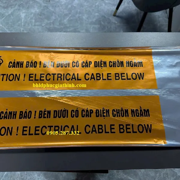 Cuộn Cảnh Báo Bên Dưới Có Cáp Điện Chôn Ngầm dài 500m chất liệu PET