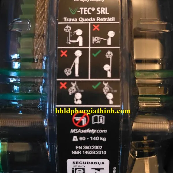 Cuộn dây cáp thép hãm tự động 15m MSA V-TEC 63315-00AEU chính hãng