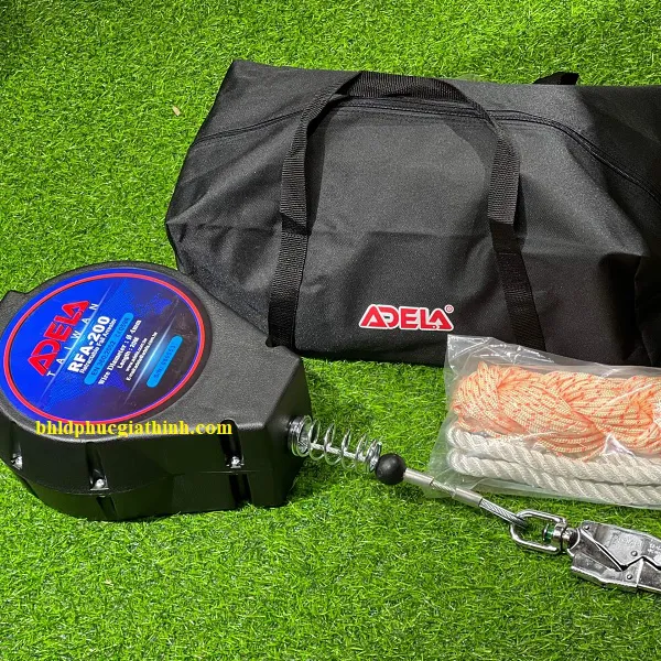 Cuộn dây hãm tự động chống rơi dài 20m Adela RFA-200 dây cáp thép 4mm