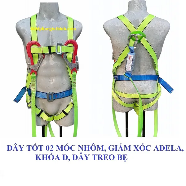 Dây an toàn toàn thân 2 móc nhôm giảm xóc Adela