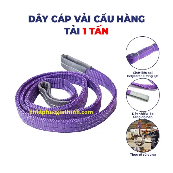 Dây cáp vải 1 tấn bản rộng 35mm Gorilla chất liệu Polyester cường lực