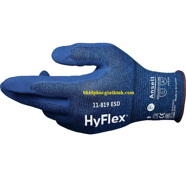 Găng tay bảo hộ chống cắt và chống tĩnh điện Ansell HyFlex 11-819 ESD