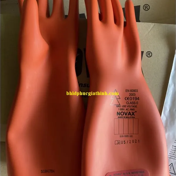 Găng Tay Cao Su Cách Điện 1000V Class 0 dài 360mm Novax Malaysia
