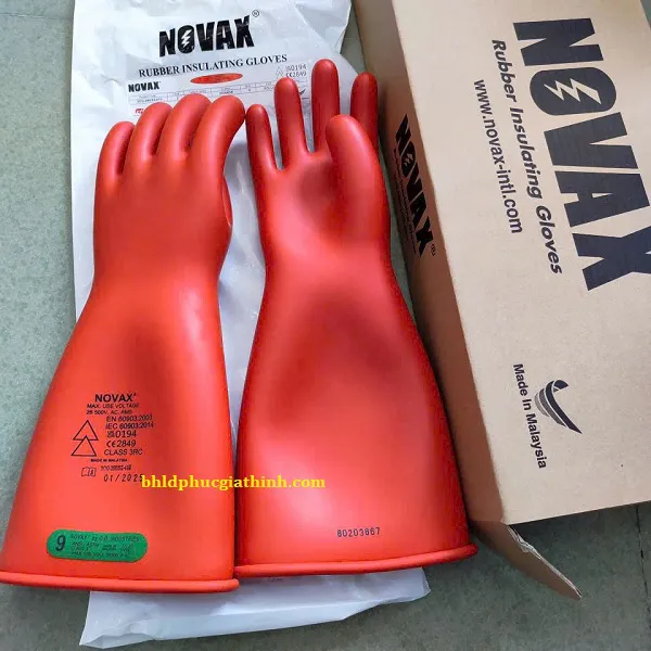 Găng tay cao su cách điện cao áp 26.500V Class 3 dài 410mm Novax Malaysia