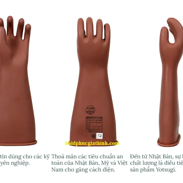 Găng tay cao su cách điện cao áp 26.5KV Yotsugi Nhật Bản chính hãng dài 460mm