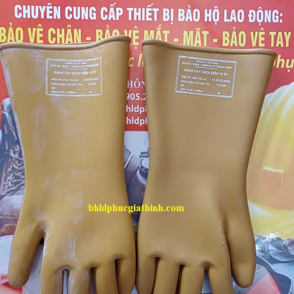 Găng tay cao su cách điện trung áp 10KV Trọng Hưng có kiểm định